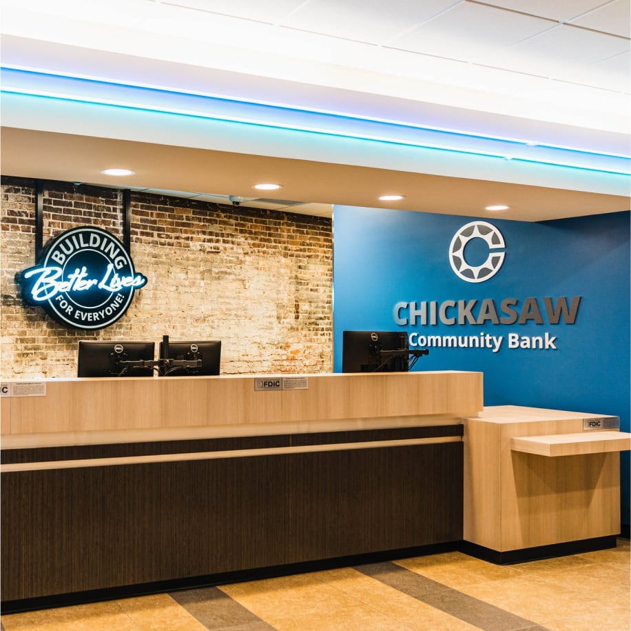 Inside Chickasaw Community Bank Lobby