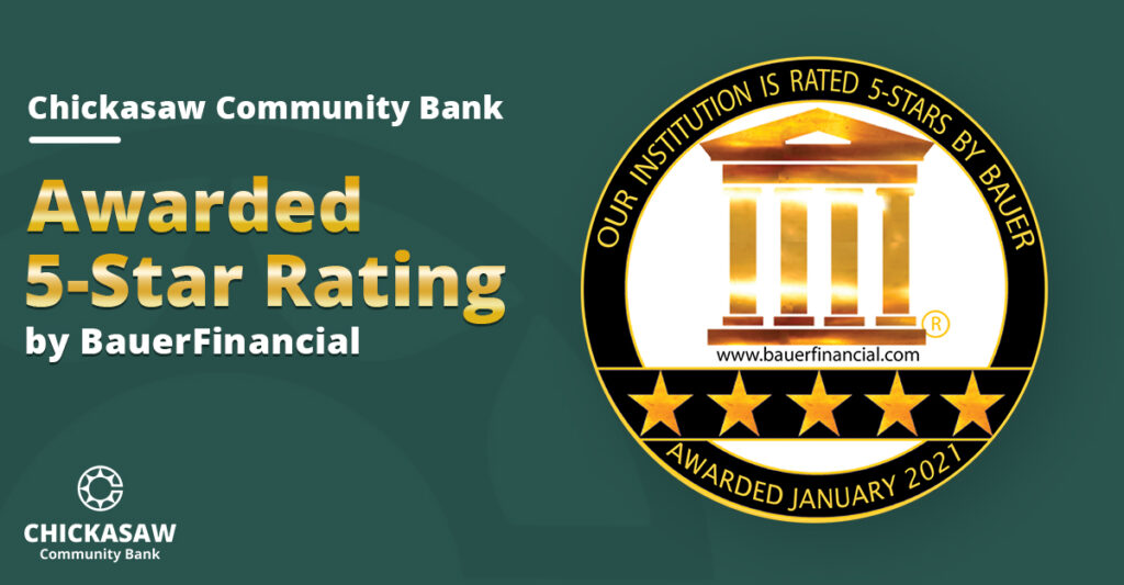 Awarded 5-Star Rating by BauerFinancial