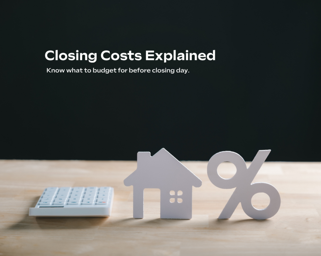 Closing costs explained for homebuyers with house and percentage symbols
