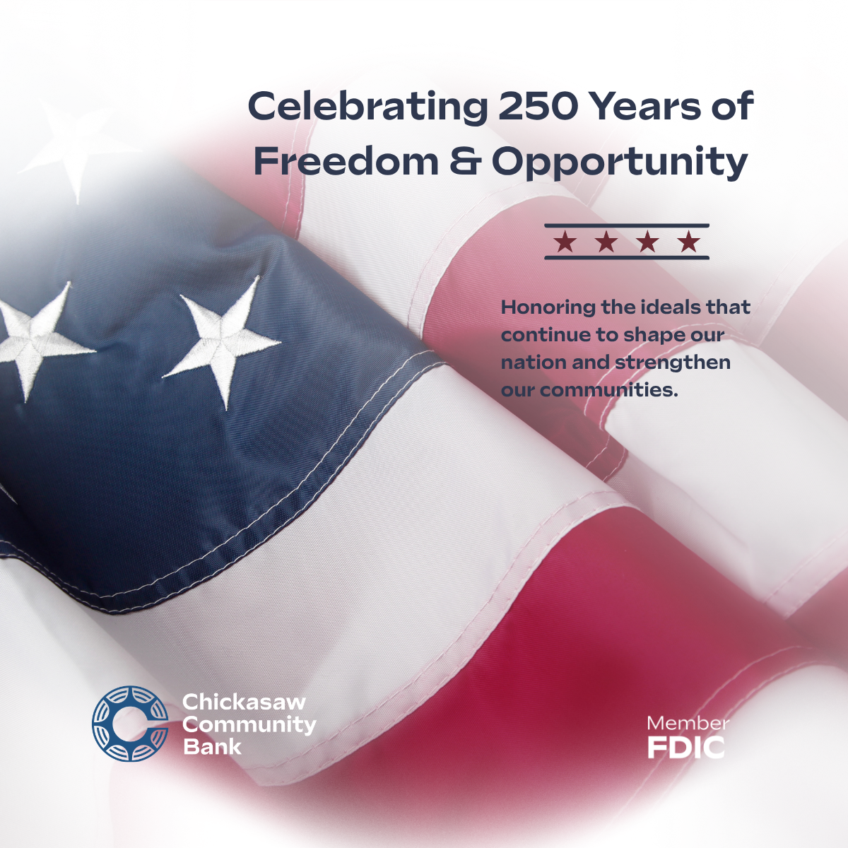 Close-up of the American flag representing the celebration of America's 250th anniversary and Independence Day
